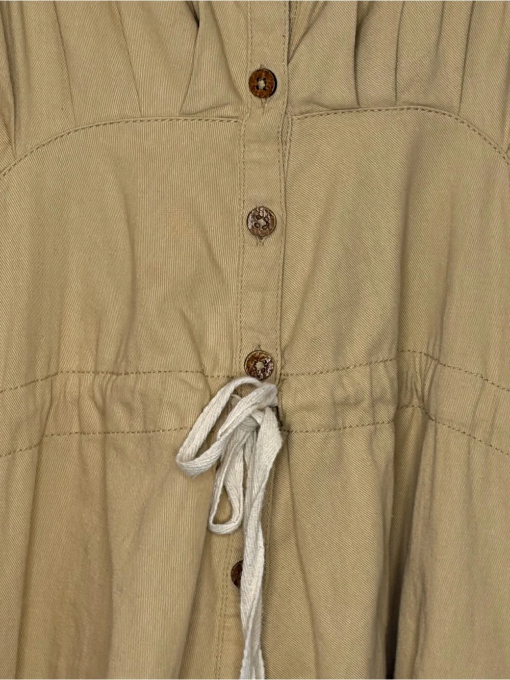 Free People Free Est Taste of Sunshine Drawstring Peplum Tunic in Tan Biscotti